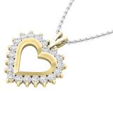 0.95 Carat (ctw) Round Diamond Ladies Heart Pendant 1 CT (Silver Chain Included) 10K Yellow Gold