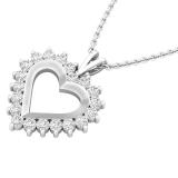 0.95 Carat (ctw) Round Diamond Ladies Heart Pendant 1 CT (Gold Chain Included) 10K White Gold