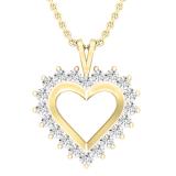 0.95 Carat (ctw) Round Diamond Ladies Heart Pendant 1 CT (Gold Chain Included) 18K Yellow Gold