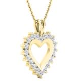 0.95 Carat (ctw) Round Diamond Ladies Heart Pendant 1 CT (Gold Chain Included) 18K Yellow Gold