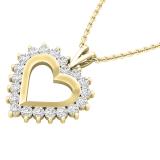 0.95 Carat (ctw) Round Diamond Ladies Heart Pendant 1 CT (Gold Chain Included) 18K Yellow Gold