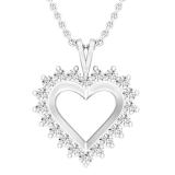 0.95 Carat (ctw) Round Diamond Ladies Heart Pendant 1 CT (Silver Chain Included) Sterling Silver