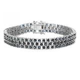 Round Blue Sapphire Tennis Bracelet Sterling Silver