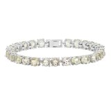 Round 6.5mm Each Green Amethyst Tennis Bracelet for Women in 925 Sterling Silver