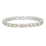 Round 6.5mm Each Green Amethyst Tennis Bracelet for Women in 925 Sterling Silver