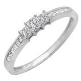 0.45 Carat (ctw) Princess White Diamond Ladies 3 Stone Engagement Ring 1/2 CT 10K White Gold