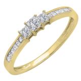 0.45 Carat (ctw) Princess White Diamond Ladies 3 Stone Engagement Ring 1/2 CT 10K Yellow Gold