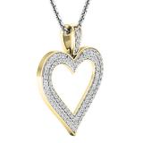 0.47 Carat (ctw) Round White Diamond Ladies Fashion Double Heart Pendant 1/2 CT 10K Yellow Gold