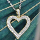 0.47 Carat (ctw) Round White Diamond Ladies Fashion Double Heart Pendant 1/2 CT 10K Yellow Gold