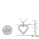 0.47 Carat (ctw) Round White Diamond Ladies Fashion Double Heart Pendant 1/2 CT 14K White Gold