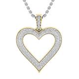 0.47 Carat (ctw) Round White Diamond Ladies Fashion Double Heart Pendant 1/2 CT 14K Yellow Gold