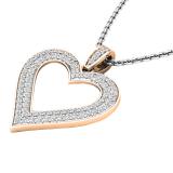 0.47 Carat (ctw) Round White Diamond Ladies Fashion Double Heart Pendant 1/2 CT 18K Rose Gold