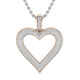 0.47 Carat (ctw) Round White Diamond Ladies Fashion Double Heart Pendant 1/2 CT 18K Rose Gold