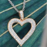 0.47 Carat (ctw) Round White Diamond Ladies Fashion Double Heart Pendant 1/2 CT 18K Rose Gold