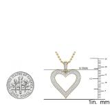 0.47 Carat (ctw) Round White Diamond Ladies Fashion Double Heart Pendant 1/2 CT 10K Yellow Gold