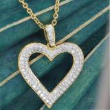 0.47 Carat (ctw) Round White Diamond Ladies Fashion Double Heart Pendant 1/2 CT 10K Yellow Gold