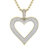 0.47 Carat (ctw) Round White Diamond Ladies Fashion Double Heart Pendant 1/2 CT 14K Yellow Gold