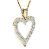 0.47 Carat (ctw) Round White Diamond Ladies Fashion Double Heart Pendant 1/2 CT 14K Yellow Gold