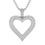 0.47 Carat (ctw) Round White Diamond Ladies Fashion Double Heart Pendant 1/2 CT 18K White Gold