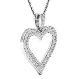0.47 Carat (ctw) Round White Diamond Ladies Fashion Double Heart Pendant 1/2 CT 18K White Gold