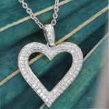 0.47 Carat (ctw) Round White Diamond Ladies Fashion Double Heart Pendant 1/2 CT 18K White Gold