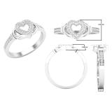 Round White Diamond Heart Framed Promise Ring for Women (0.15 ctw, Color I-J, Clarity I1-I2) 14K White Gold