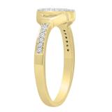 Round White Diamond Heart Framed Promise Ring for Women (0.15 ctw, Color I-J, Clarity I1-I2) 18K Yellow Gold