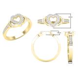 Round White Diamond Heart Framed Promise Ring for Women (0.15 ctw, Color I-J, Clarity I1-I2) 18K Yellow Gold