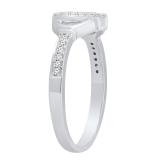 Round White Diamond Heart Framed Promise Ring for Women (0.15 ctw, Color I-J, Clarity I2-I3) 925 Sterling Silver