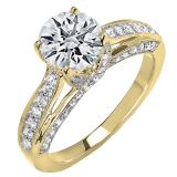 5 mm Round White Diamond Ladies Solitaire Engagement Ring 14K Yellow Gold