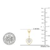 0.20 Carat (cttw) Round White Diamond Ladies Heart Shape Dangle Earrings 1/5 CT 10K Yellow Gold
