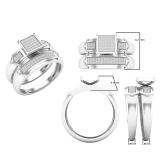0.20 Carat (ctw) Round Diamond Ladies Cluster Square Shaped Bridal Ring Set 1/5 CT Sterling Silver