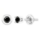 0.25 Carat (ctw) Round Black Diamond Ladies Solitaire Stud Earrings 1/4 CT 14K White Gold