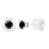 0.25 Carat (ctw) Round Black Diamond Ladies Solitaire Stud Earrings 1/4 CT 14K White Gold