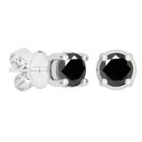 0.50 Carat (ctw) Round Black Diamond Ladies Solitaire Stud Earrings 1/2 CT 14K White Gold