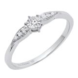 0.10 Carat (ctw) Round White Diamond Ladies Engagement Ring 1/10 CT Sterling Silver