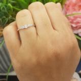 0.10 Carat (ctw) Round White Diamond Ladies Engagement Ring 1/10 CT Sterling Silver