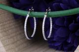 0.27 Carat (ctw) Round White Diamond Fine In And Out Hoop Earrings 1/4 CT 14K White Gold