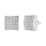 0.75 Carat (ctw) Round Diamond Mens Hip Hop Stud Earrings 3/4 CT Platinum plated Sterling Silver