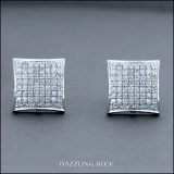 0.75 Carat (ctw) Round Diamond Mens Hip Hop Stud Earrings 3/4 CT Platinum plated Sterling Silver