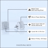 0.75 Carat (ctw) Round Diamond Mens Hip Hop Stud Earrings 3/4 CT Platinum plated Sterling Silver