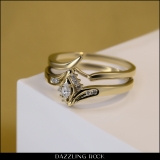 0.15 Carat (ctw) Marquise & Round White Diamond Bridal Engagement Ring Set 10K Yellow Gold