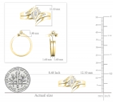0.15 Carat (ctw) Marquise & Round White Diamond Bridal Engagement Ring Set 10K Yellow Gold