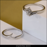 0.15 Carat (ctw) Marquise & Round White Diamond Bridal Engagement Ring Set Sterling Silver