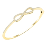 0.35 Carat (ctw) Round White Diamond Ladies Fashion Bangle Bracelet 1/3 CT 18K Yellow Gold