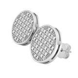 0.25 Carat (ctw) Round Diamond Mens Ladies Unisex Hip Hop Stud Earrings 1/4 CT Sterling Silver