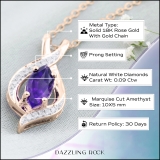 10X5 MM Marquise Amethyst & Round White Diamond Ladies Infinity Pendant 18K Rose Gold