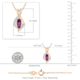 10X5 MM Marquise Amethyst & Round White Diamond Ladies Infinity Pendant 18K Rose Gold