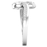 0.15 Carat (ctw) Round White Diamond Ladies Fashion Bypass Right Hand Ring 10K White Gold