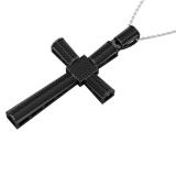 0.75 Carat (ctw) Round Black Diamond Men's Cross Pendant 3/4 CT Black Plated Sterling Silver